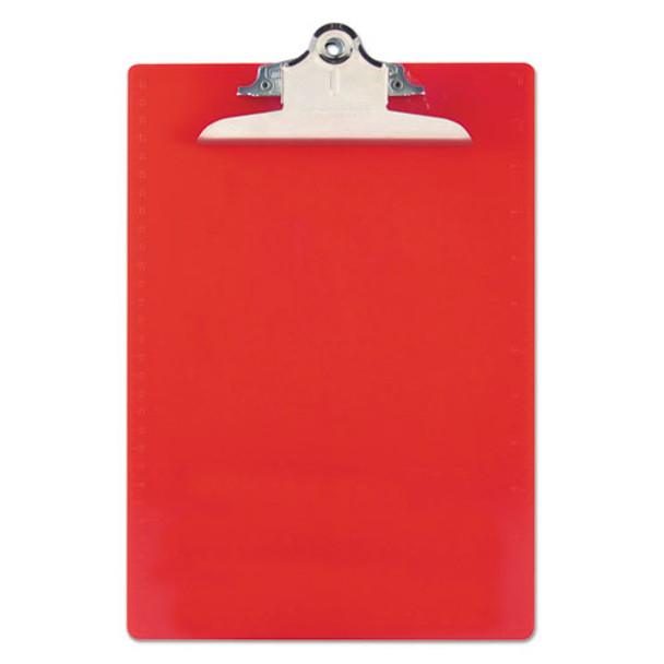 Recycled Plastic Clipboard With Ruler Edge, 1" Clip Cap, 8 1/2 X 12 Sheets, Red