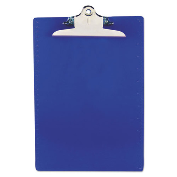 Recycled Plastic Clipboard With Ruler Edge, 1" Clip Cap, 8 1/2 X 12 Sheets, Blue