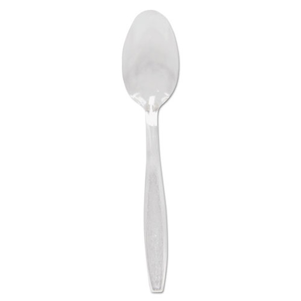 Guildware Heavyweight Plastic Cutlery, Teaspoons, Clear, 1000/carton