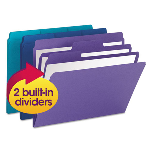 Supertab Organizer Folder, 1/3-cut Tabs, Letter Size, Assorted, 3/pack