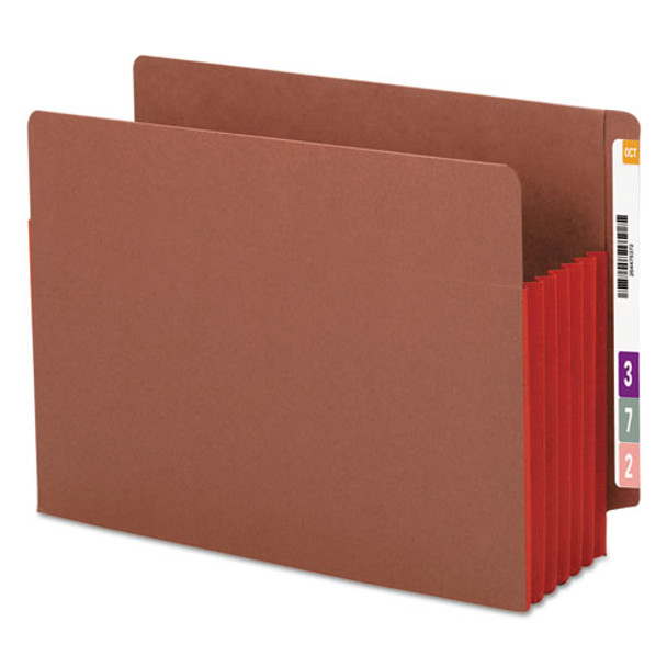 Redrope Drop-front End Tab File Pockets W/ Fully Lined Colored Gussets, 5.25" Expansion, Letter Size, Redrope/red, 10/box