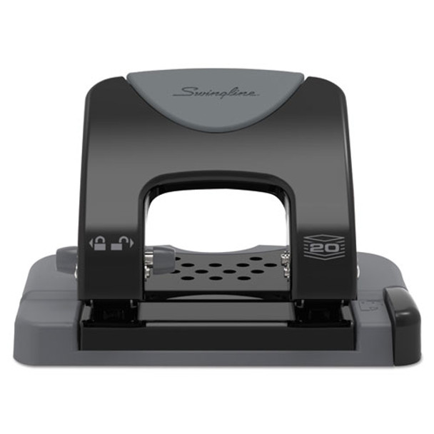 20-sheet Smarttouch Two-hole Punch, 9/32" Holes, Black/gray