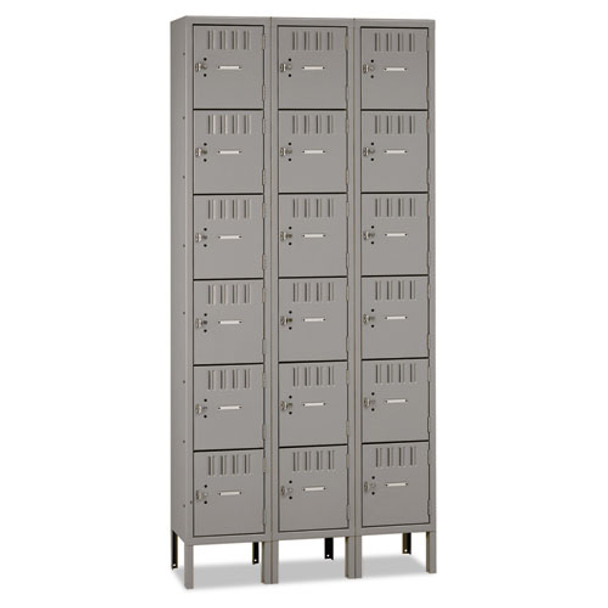 Box Compartments With Legs, Triple Stack, 36w X 18d X 78h, Medium Gray