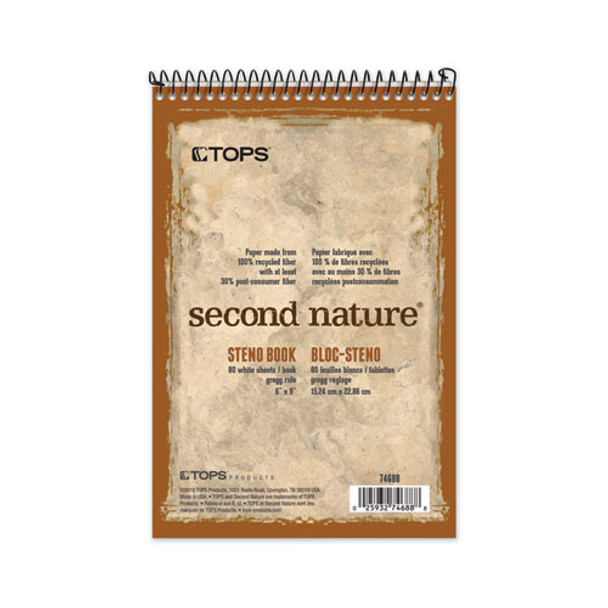 Second Nature Recycled Notebooks, Gregg Rule, 6 X 9, White, 80 Sheets