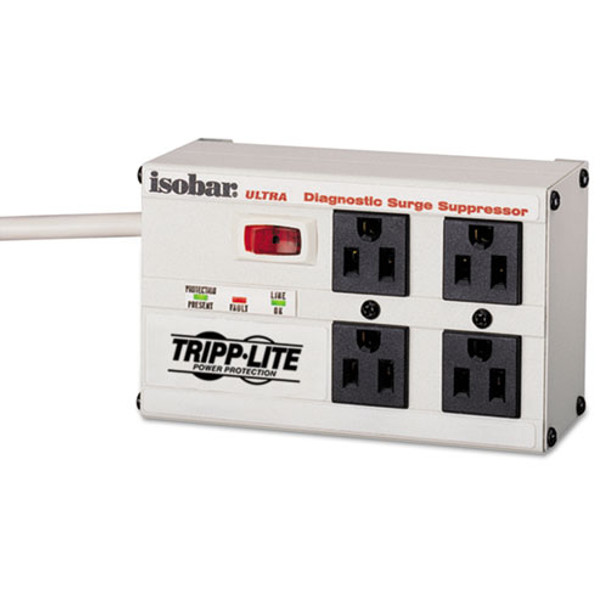 Isobar Surge Protector, 4 Outlets, 6 Ft. Cord, 3330 Joules, Metal Housing