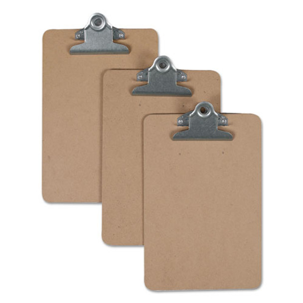 Hardboard Clipboard, 3/4" Capacity, 5 X 8 Sheets, Brown, 3/pack