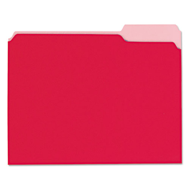 Interior File Folders, 1/3-cut Tabs, Letter Size, Red, 100/box