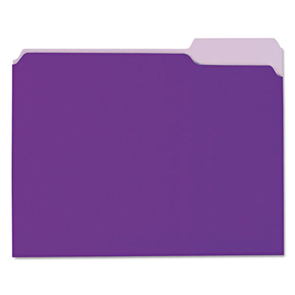 Interior File Folders, 1/3-cut Tabs, Letter Size, Violet, 100/box - IVSUNV12305