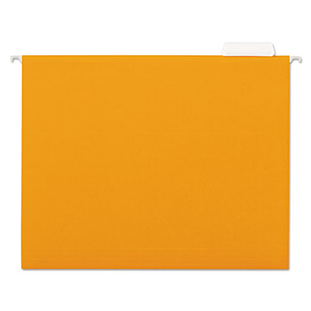 Deluxe Bright Color Hanging File Folders, Letter Size, 1/5-cut Tab, Orange, 25/box