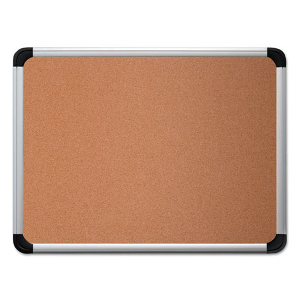 Cork Board With Aluminum Frame, 36 X 24, Natural, Silver Frame