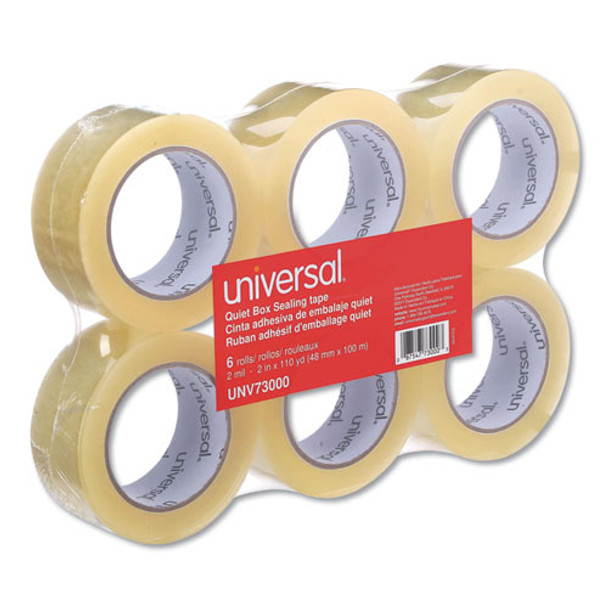 Quiet Tape Box Sealing Tape, 3" Core, 1.88" X 110 Yds, Clear, 6/pack