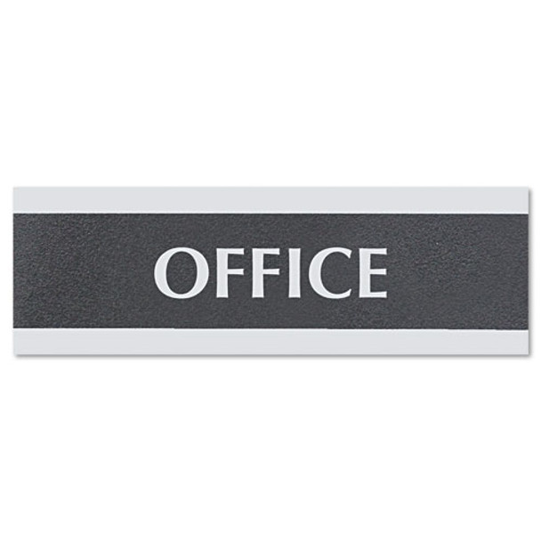 Century Series Office Sign, Office, 9 X 3, Black/silver