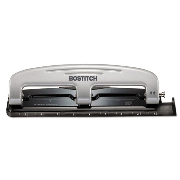 Ez Squeeze Three-hole Punch, 12-sheet Capacity, Black/silver