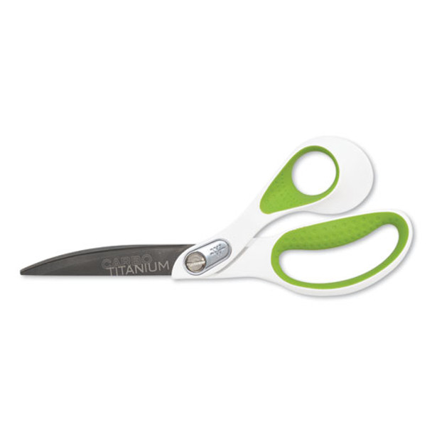 Carbotitanium Bonded Scissors, 9" Long, 4.5" Cut Length, White/green Offset Handle