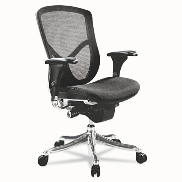 Alera Eq Series Ergonomic Multifunction Mid-back Mesh Chair, Supports Up To 250 Lbs., Black Seat/black Back, Aluminum Base