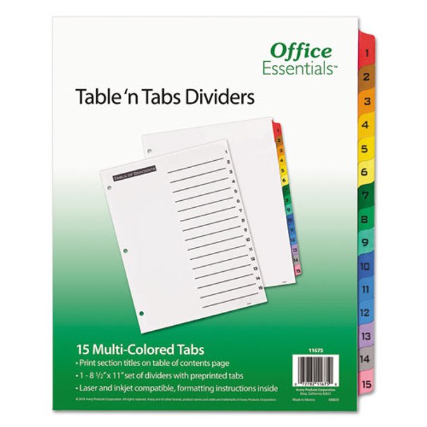 Table 'n Tabs Dividers, 15-tab, 1 To 15, 11 X 8.5, White, 1 Set - IVSAVE11675