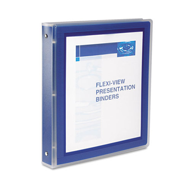 Flexi-view Binder With Round Rings, 3 Rings, 1" Capacity, 11 X 8.5, Navy Blue