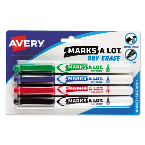 Marks A Lot Pen-style Dry Erase Marker, Medium Bullet Tip, Assorted Colors, 4/set