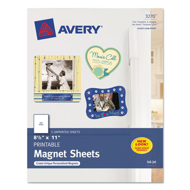 Printable Magnet Sheets, 8.5 X 11, White, 5/pack