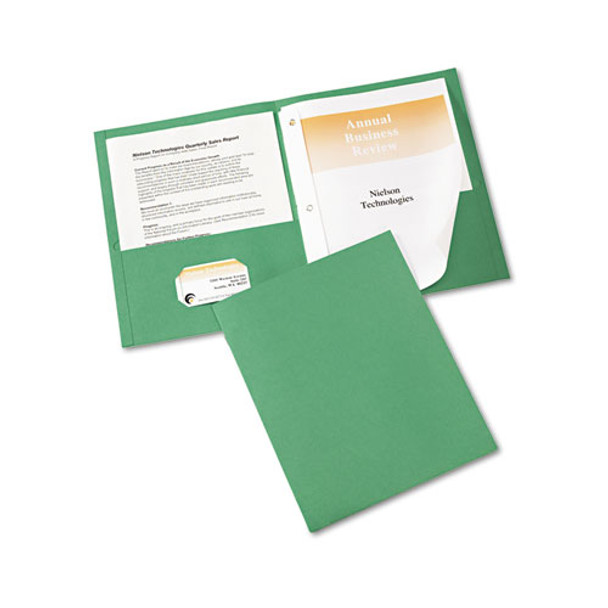 Two-pocket Folder, Prong Fastener, Letter, 1/2" Capacity, Green, 25/box