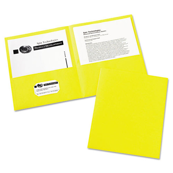 Two-pocket Folder, 40-sheet Capacity, Yellow, 25/box