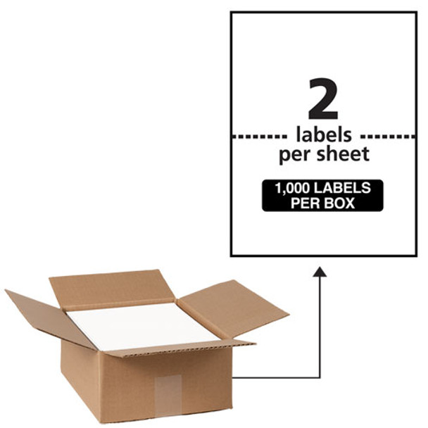 Waterproof Shipping Labels With Trueblock Technology, Laser Printers, 5.5 X 8.5, White, 2/sheet, 500 Sheets/box