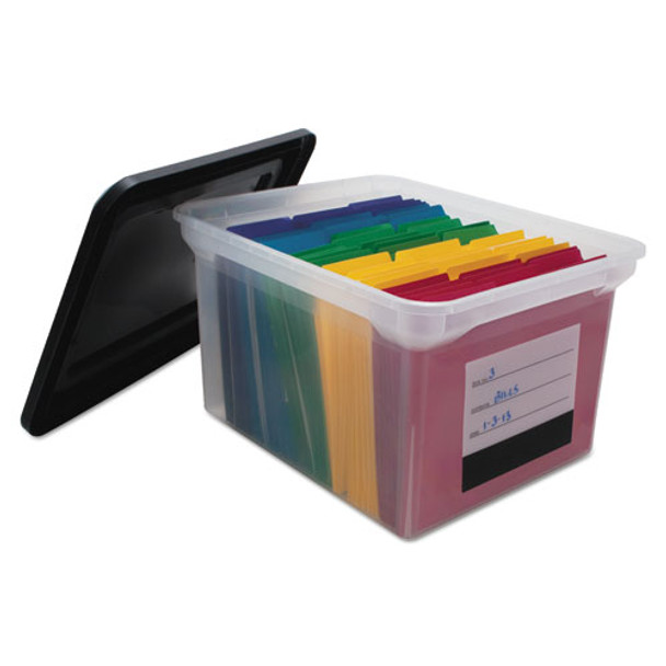 File Tote With Contents Label, Letter/legal Files, 17.75" X 14" X 10.25", Clear/black