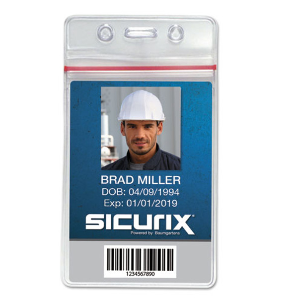 Sicurix Sealable Cardholder, Vertical, 2 5/8 X 3 3/4, Clear, 50/pack