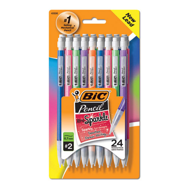 Xtra-sparkle Mechanical Pencil, 0.7 Mm, Hb (#2.5), Black Lead, Assorted Barrel Colors, 24/pack