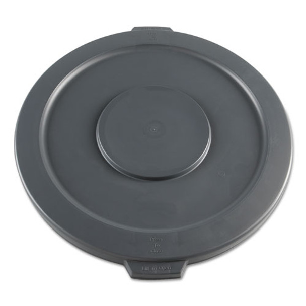 Lids For 32 Gal Waste Receptacle, Flat-top, Round, Plastic, Gray