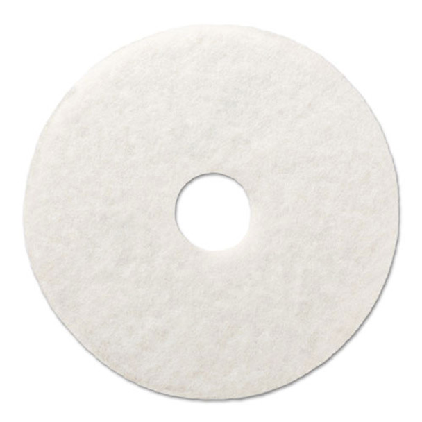 Polishing Floor Pads, 16" Diameter, White, 5/carton