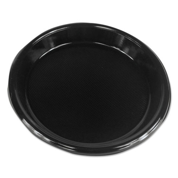 Hi-impact Plastic Dinnerware, Plate, 10" Diameter, Black, 500/carton