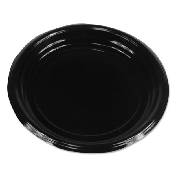 Hi-impact Plastic Dinnerware, Plate, 9" Diameter, Black, 500/carton