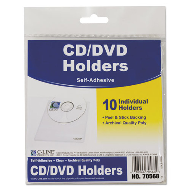 Self-adhesive Cd Holder, 5 1/3 X 5 2/3, 10/pk