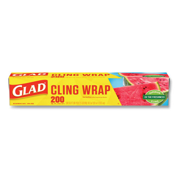 Clingwrap Plastic Wrap, 200 Square Foot Roll, Clear, 12/carton