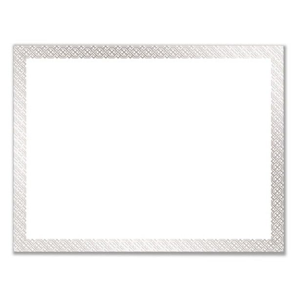 Foil Border Certificates, 8.5 X 11, White/silver, Braided, 15/pack