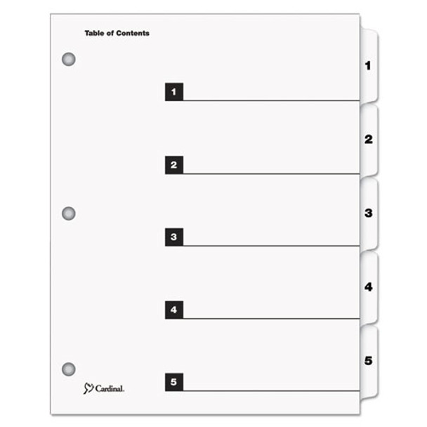 Quickstep Onestep Printable Table Of Contents And Dividers, 5-tab, 1 To 5, 11 X 8.5, White, 24 Sets - IVSCRD60533