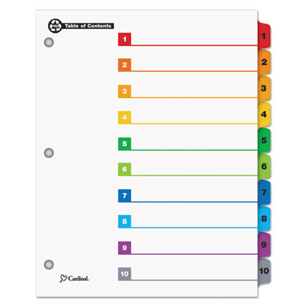 Onestep 100% Recycled Printable Table Of Contents Dividers, 10-tab, 1 To 10, 11 X 8.5, White, 1 Set