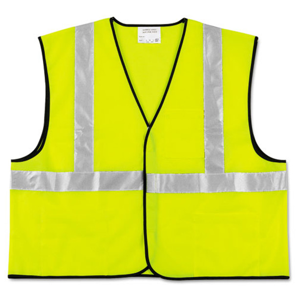 Class 2 Safety Vest, Fluorescent Lime W/silver Stripe, Polyester, 2x-large