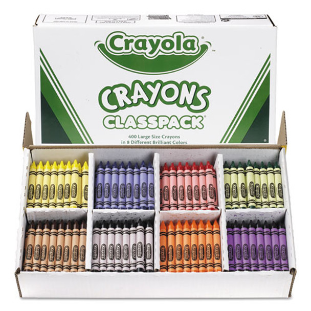 Classpack Large Size Crayons, 50 Each Of 8 Colors, 400/box