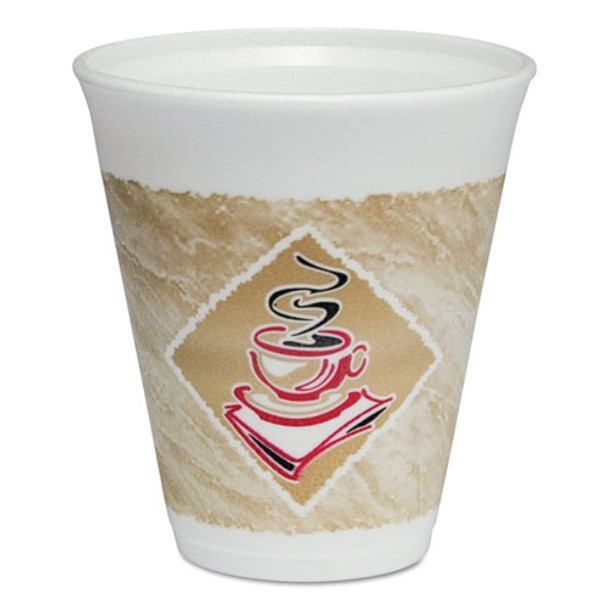 Cafe G Foam Hot/cold Cups, 12 Oz, Brown/red/white, 20/pack