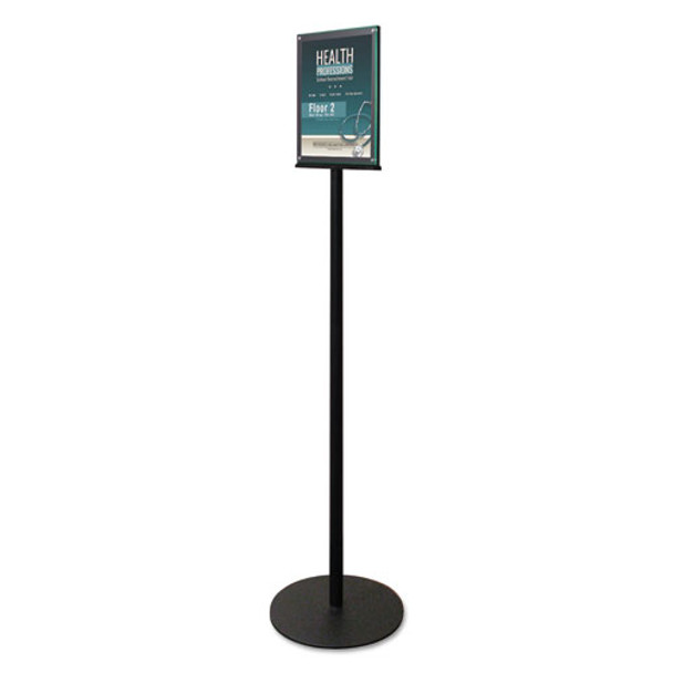 Double-sided Magnetic Sign Display, 8 1/2 X 11 Insert, 56" Tall, Clear/black