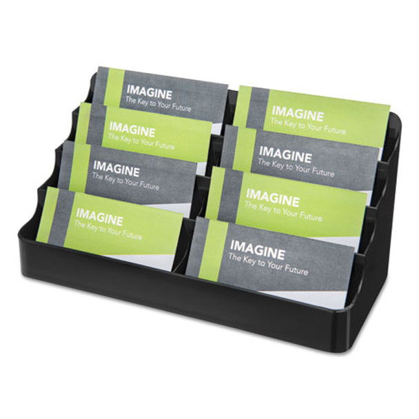 8-tier Recycled Business Card Holder, 400 Card Cap, 7 7/8 X 3 7/8 X 3 3/8, Black