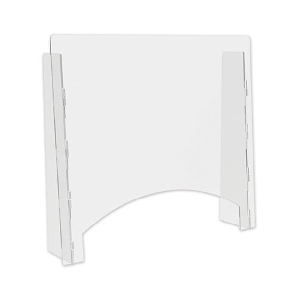 Counter Top Barrier With Pass Thru, 27" X 6" X 23.75", Polycarbonate, Clear, 2/carton