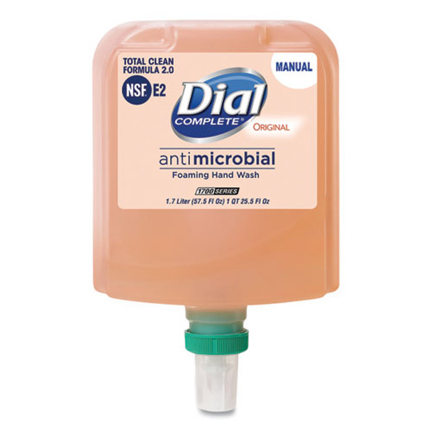 Dial 1700 Manual Refill Antimicrobial Foaming Hand Wash, Original, 1.7 L Bottle, 3/carton