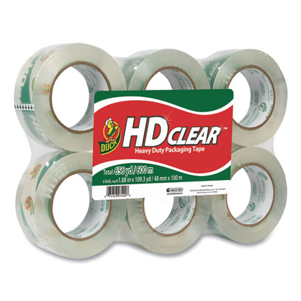 Hd Clear Packing Tape, 3" Core, 1.88" X 55 Yds, Clear, 6/pack