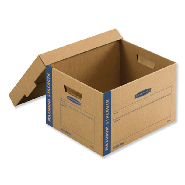 Smoothmove Maximum Strength Moving Boxes, Small, Half Slotted Container (hsc), 15" X 15" X 12", Brown Kraft/blue, 8/pack