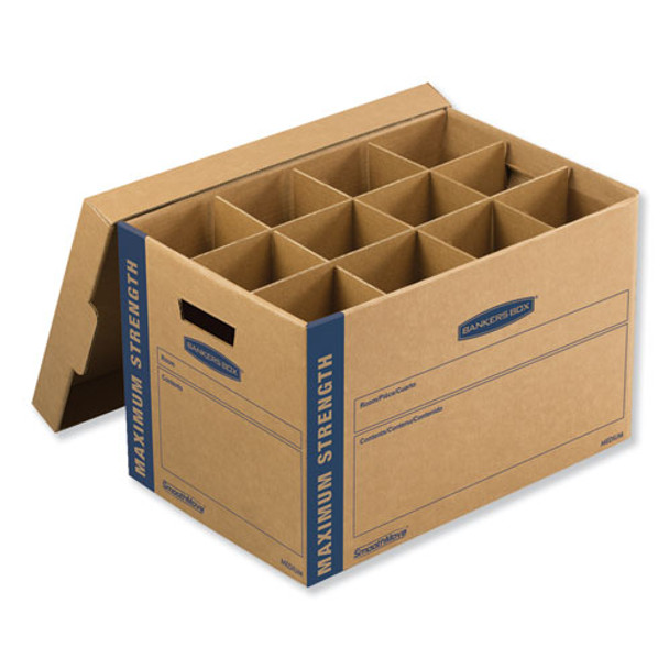 Smoothmove Kitchen Moving Kit, Medium, Half Slotted Container (hsc), 18.5" X 12.25" X 12", Brown Kraft/blue