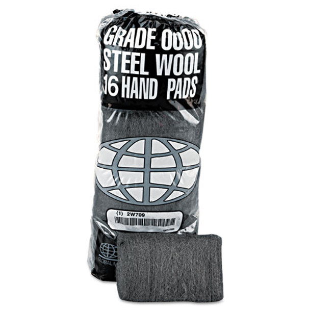 Industrial-quality Steel Wool Hand Pad, #0 Fine, 16/pk, 12 Pk/ct