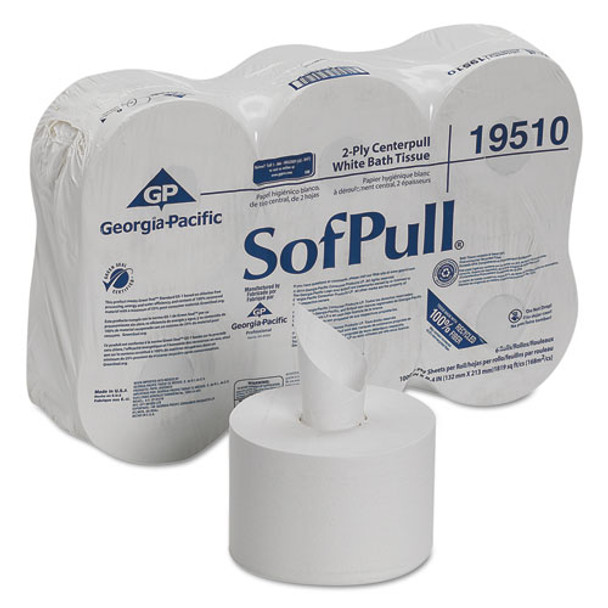 High Capacity Center Pull Tissue, Septic Safe, 2-ply, White, 1000 Sheets/roll, 6 Rolls/carton